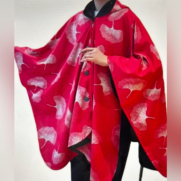 winding river Jackets & Blazers - Ginkgo Print Reversible Waterproof Rain Cape